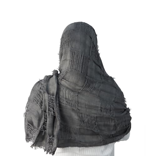 CosInStyle Wrap Dune Wasteland Hooded Shawl With Viking Brooch | Cowl Scarf Rogue Medieval Cloak Renaissance Costume Cape Accessories (Black) - Image 4