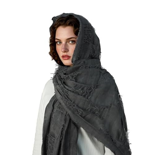 CosInStyle Wrap Dune Wasteland Hooded Shawl With Viking Brooch | Cowl Scarf Rogue Medieval Cloak Renaissance Costume Cape Accessories (Black) - Image 3