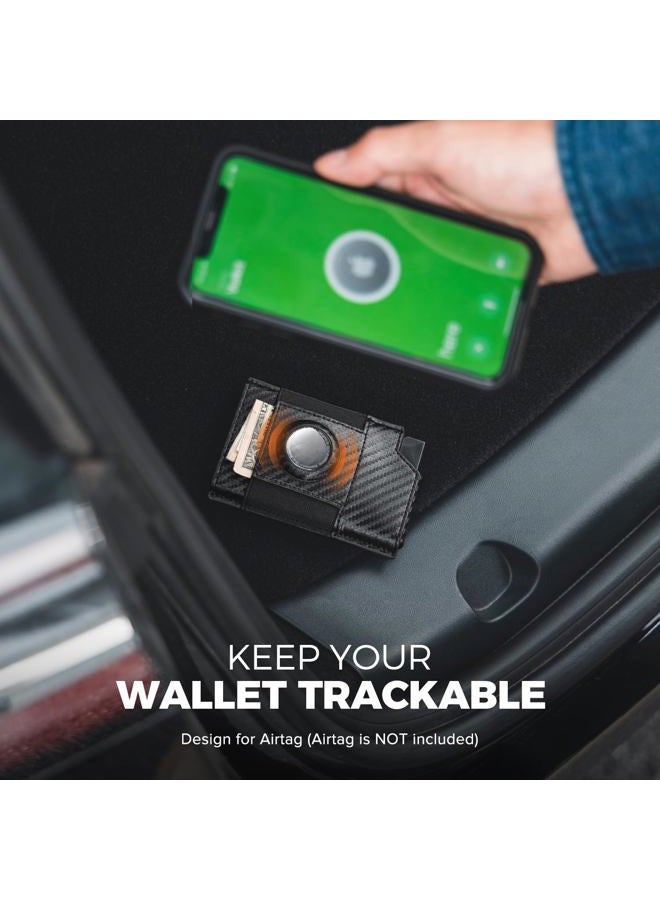 VULKIT AirTag Wallet Credit Card Holder with AirTag Holder, Pop-up Card Wallet with RFID Blocking Smart Bank Leather Card Holder - Image 3