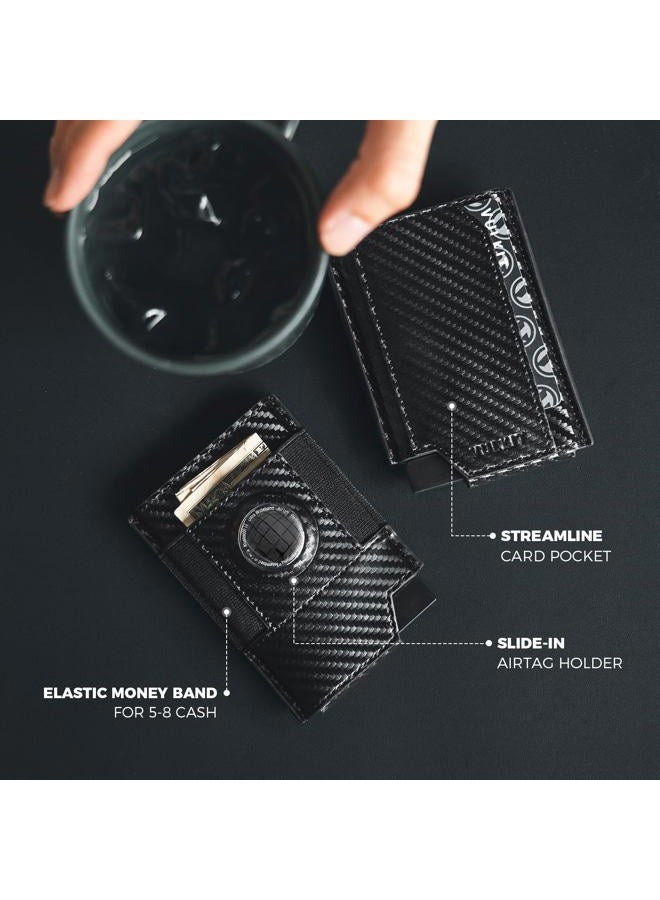 VULKIT AirTag Wallet Credit Card Holder with AirTag Holder, Pop-up Card Wallet with RFID Blocking Smart Bank Leather Card Holder - Image 4