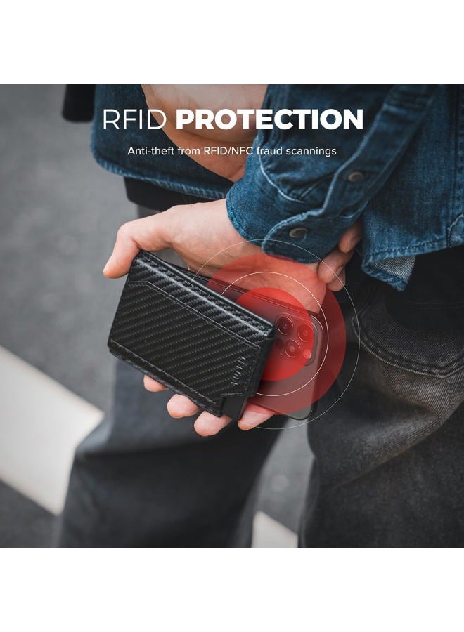 VULKIT AirTag Wallet Credit Card Holder with AirTag Holder, Pop-up Card Wallet with RFID Blocking Smart Bank Leather Card Holder - Image 5