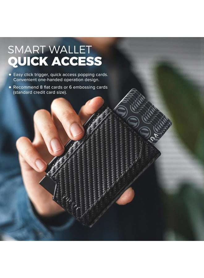 VULKIT AirTag Wallet Credit Card Holder with AirTag Holder, Pop-up Card Wallet with RFID Blocking Smart Bank Leather Card Holder - Image 2