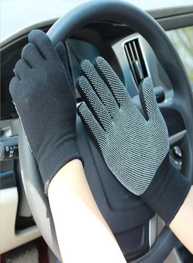 YOOGI Tennis Cricket Batting Gloves, Men's PVC Dotted Grip, Full grriping in bat Hand - Black - Image 4