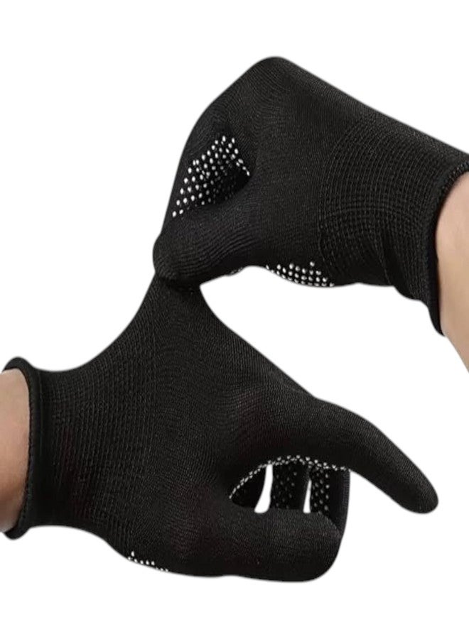 YOOGI Tennis Cricket Batting Gloves, Men's PVC Dotted Grip, Full grriping in bat Hand - Black - Image 3