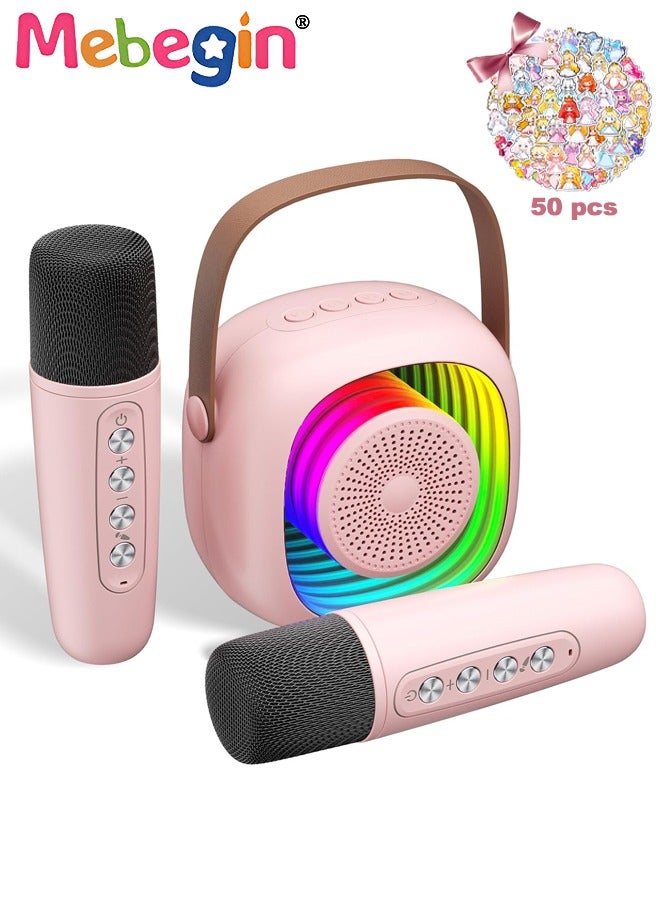 MEBEGIN Karaoke Toys for Kids with 2 Mini Microphones, Portable Karaoke Machine with Atmosphere Dazzling Lighting, Clear Wireless Speakers, Easy to Connect and Long Using Time, Versatile Gift Option for Birthdays and Holidays, Family Gatherings Occasions - Image 1