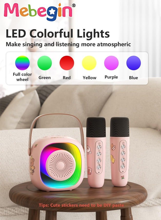 MEBEGIN Karaoke Toys for Kids with 2 Mini Microphones, Portable Karaoke Machine with Atmosphere Dazzling Lighting, Clear Wireless Speakers, Easy to Connect and Long Using Time, Versatile Gift Option for Birthdays and Holidays, Family Gatherings Occasions - Image 2