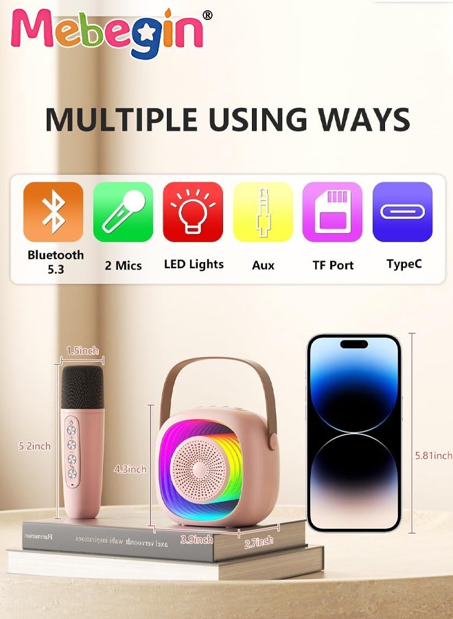 MEBEGIN Karaoke Toys for Kids with 2 Mini Microphones, Portable Karaoke Machine with Atmosphere Dazzling Lighting, Clear Wireless Speakers, Easy to Connect and Long Using Time, Versatile Gift Option for Birthdays and Holidays, Family Gatherings Occasions - Image 3