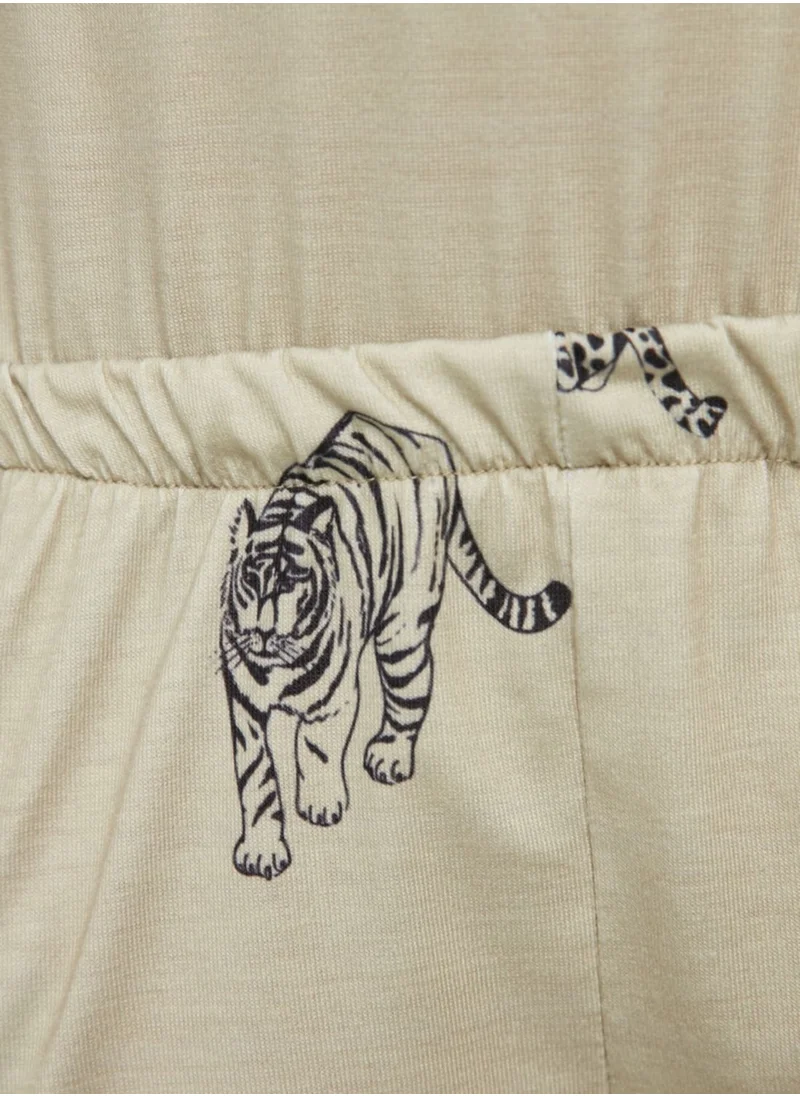 trendyol Kids Tiger & Leopard Print Playsuit
