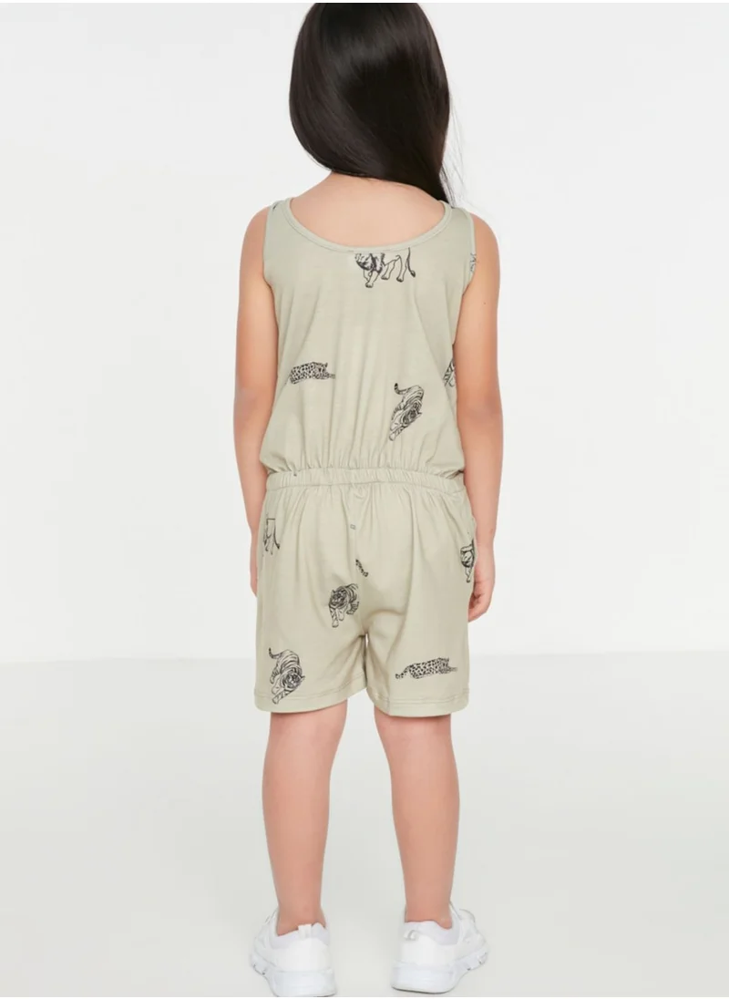 trendyol Kids Tiger & Leopard Print Playsuit