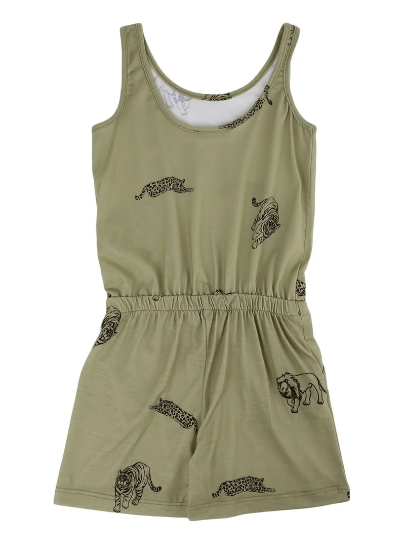 trendyol Kids Tiger & Leopard Print Playsuit