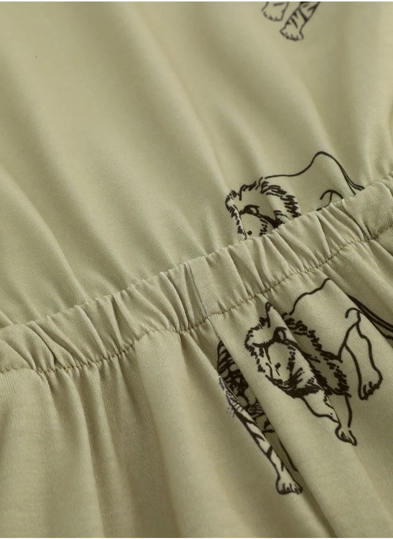 trendyol Kids Tiger & Leopard Print Playsuit