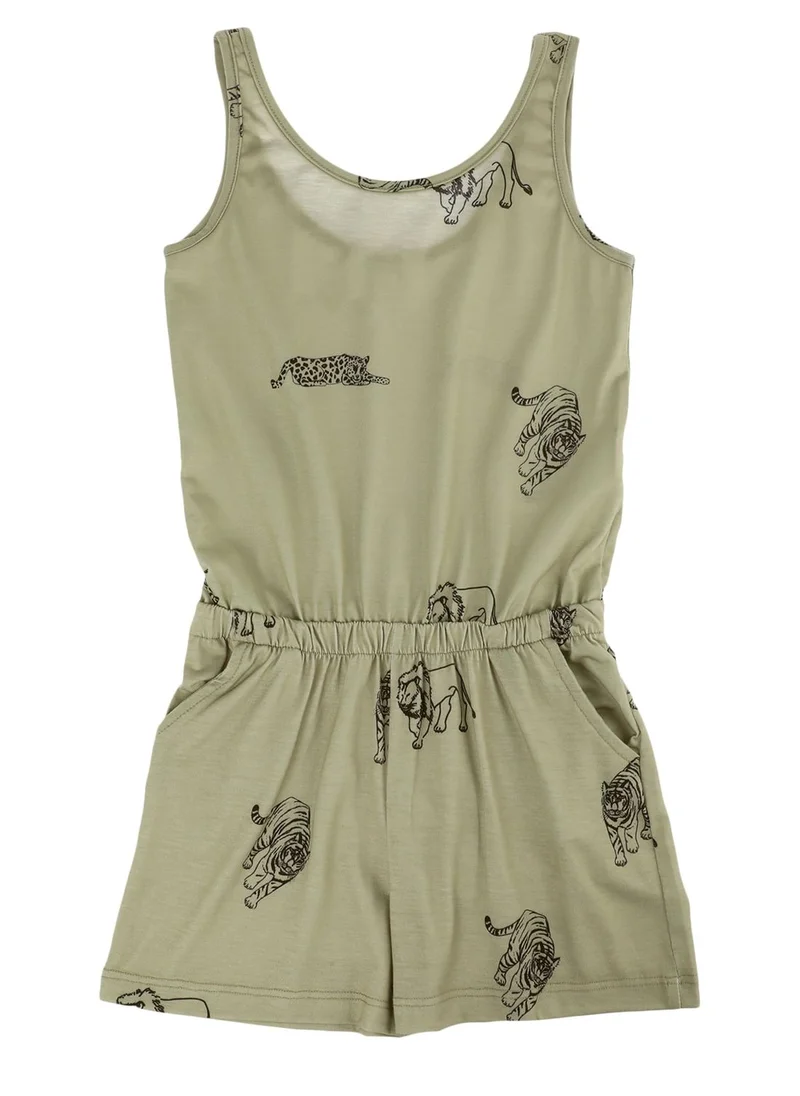 trendyol Kids Tiger & Leopard Print Playsuit
