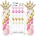 Kasyat 2 Sets Princess Party Balloon Column Stand Kit with 2 Crown Foil Balloons 100 Latex Balloons Adjustable Stands Pink and Gold Balloon Stand Kit for Baby Shower Birthday Party Supplies - Image 2