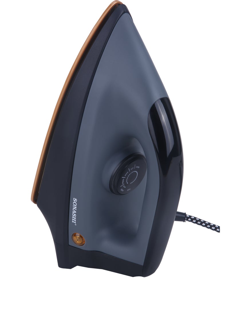 SONASHI Heavy Dry Iron with Ceramic Coated Soleplate | Comfortable Handle, Stable Heel Rest, Thermostat Control and Easy Temperature Settings | For All Types of Fabrics | Overheat Protection 1200 W SHI-6021 Grey/Black - Image 2
