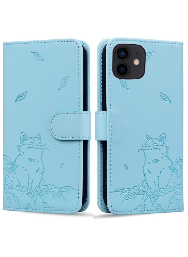 Zaboon Case For iPhone 12 mini Cute Cat Embossed Leather Phone Case - Image 1
