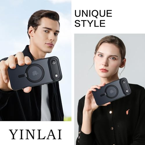 YINLAI for iPhone Air Case 6.5-inch, Magnetic Compatible with Magsafe, with 360° Rotatable Ring Stand, Anti-Fingerprint Skin-Friendly, Shockproof Full-Body Protective iPhone Air Case, Black - Image 5