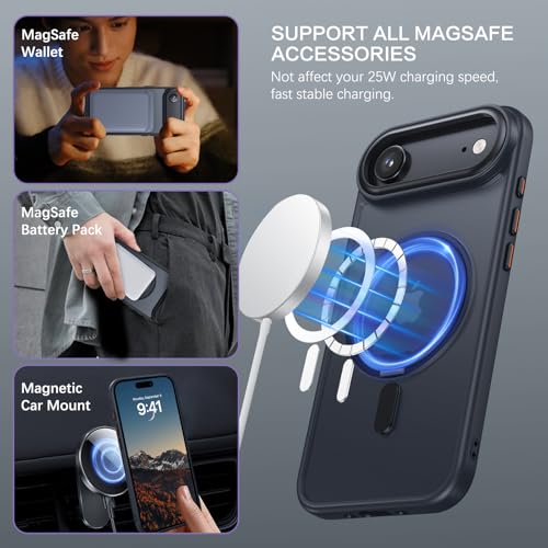 YINLAI for iPhone Air Case 6.5-inch, Magnetic Compatible with Magsafe, with 360° Rotatable Ring Stand, Anti-Fingerprint Skin-Friendly, Shockproof Full-Body Protective iPhone Air Case, Black - Image 2