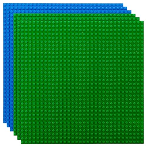 Strictly Briks Stackable Baseplates 6 Pack Compatible with Classic Lego Major Brick Brands 10 x 10 in with 32 x 32 Studs Toy Building Plates Boards Kids Easter Gift Green Blue - Image 1