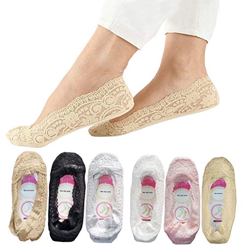 SNUG STAR 6 Pairs Lace No Show Socks - Fashion Liner Non Slip Womens Thin Low Cut Casual Socks, Multicolor Set, One Size - Image 1