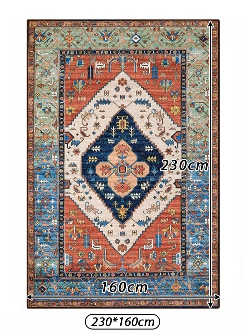 TELANPU 160*230cm Machine Washable Area Rugs with Non-Slip Backing, Ideal for Hallway, Living Room, Bedroom, Kitchen and Laundry Room, Vintage Moroccan and Low Pile Rug，160*230cm，Machine Washable Area Rugs with Non-Slip Backing, Ideal for Hallway, Living Room, Bedroom,Living Bedroom Office Dining Room, Bohemian Area Rugs and Low Pile Rug - Image 2