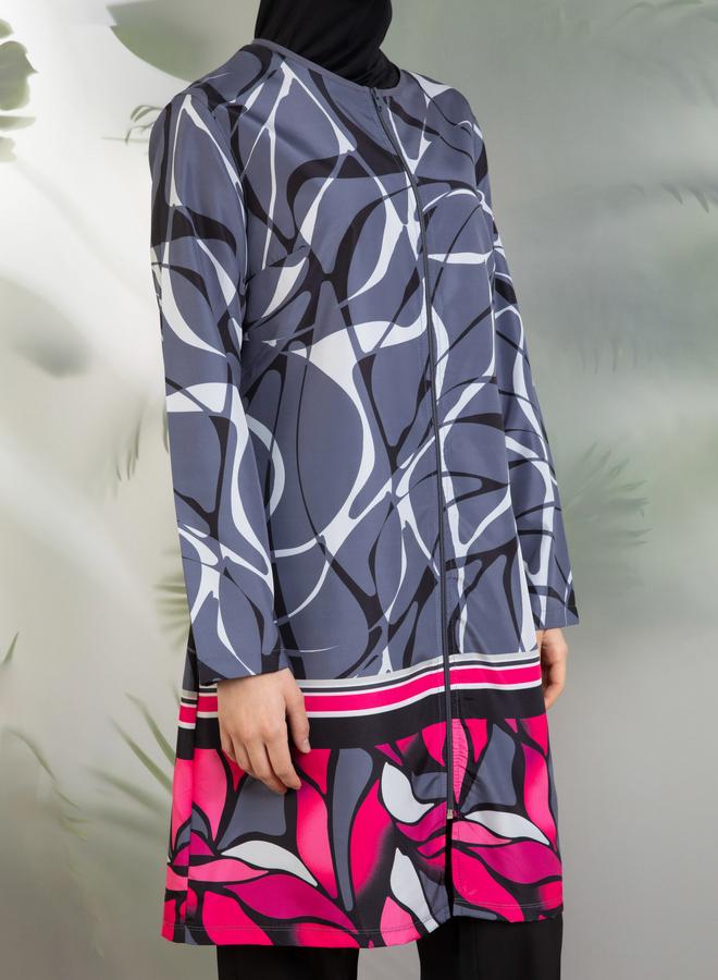 مايو بيلا من مودانيسا مايوه بيلا من مودانيسا بطبعة رمادية كاملة بوركيني - Image 4