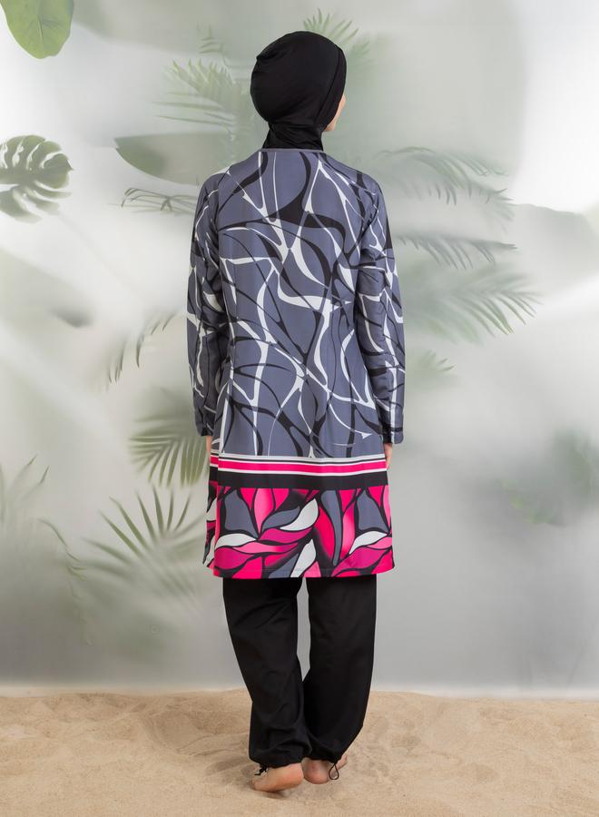 مايو بيلا من مودانيسا مايوه بيلا من مودانيسا بطبعة رمادية كاملة بوركيني - Image 5