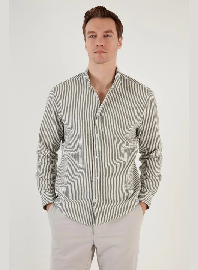 Buratti  Buratti Cotton Striped Button-Down Collar Long Sleeve Regular Fit Shirt Men's SHIRT CF23S112237 for Men | Best Price UAE
