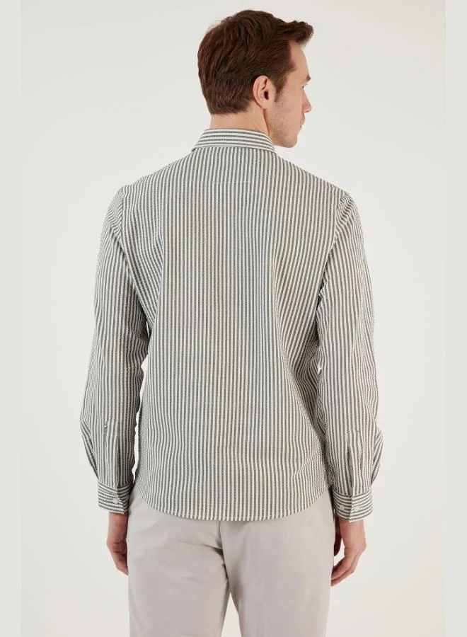 Buratti  Buratti Cotton Striped Button-Down Collar Long Sleeve Regular Fit Shirt Men's SHIRT CF23S112237 for Men | Best Price UAE