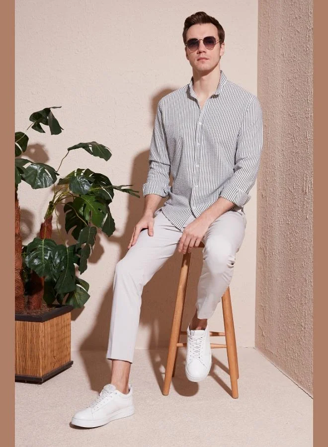 Buratti  Buratti Cotton Striped Button-Down Collar Long Sleeve Regular Fit Shirt Men's SHIRT CF23S112237 for Men | Best Price UAE