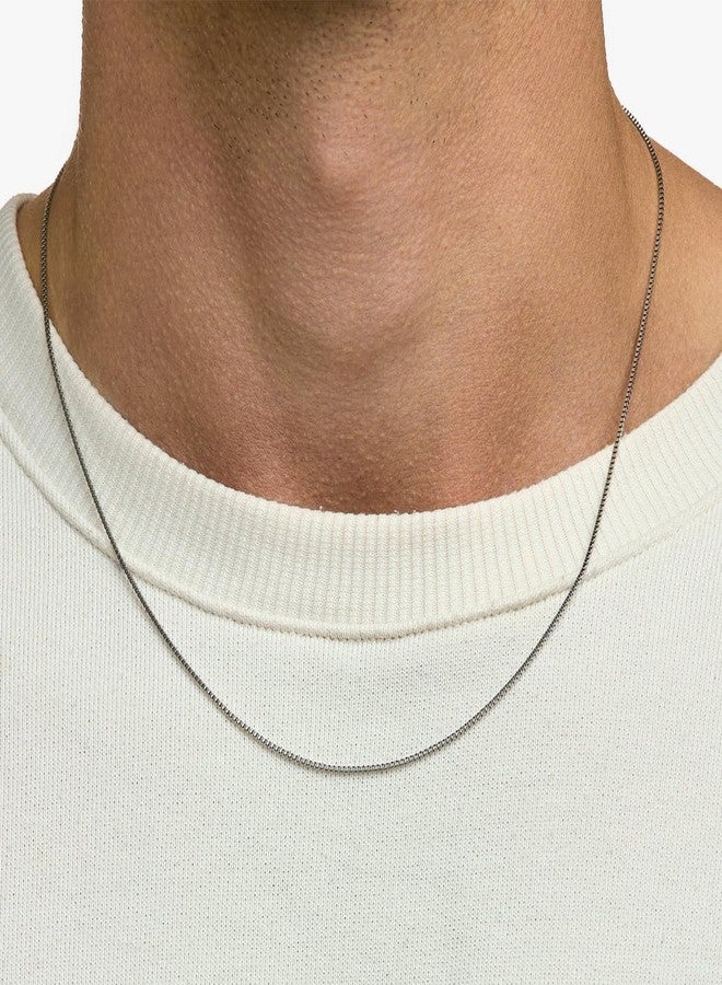 VAMA FASHIONS Silver Plated Stainless Steel Box Chain Hypoallergenic Anti Tarnish Neck Necklace For Boys Mens (16 Inches Collar Chain 1.5mm Bold) - Image 2