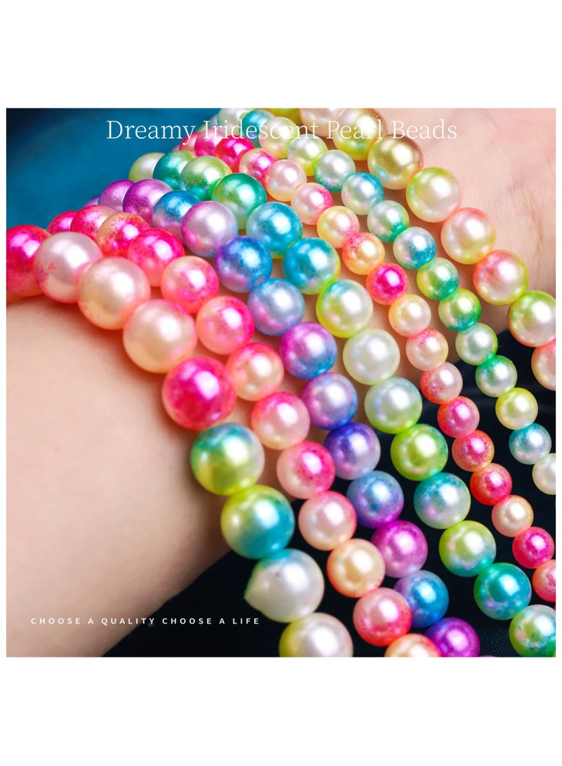 SYOSI خرز اللؤلؤ لصنع الأساور، مجموعة صنع أساور لؤلؤية متلألئة، لآلئ للحرف، خرز أساور الصداقة، لآلئ مفكوكة لصنع المجوهرات، الحرف (أحجام متنوعة) - Image 2