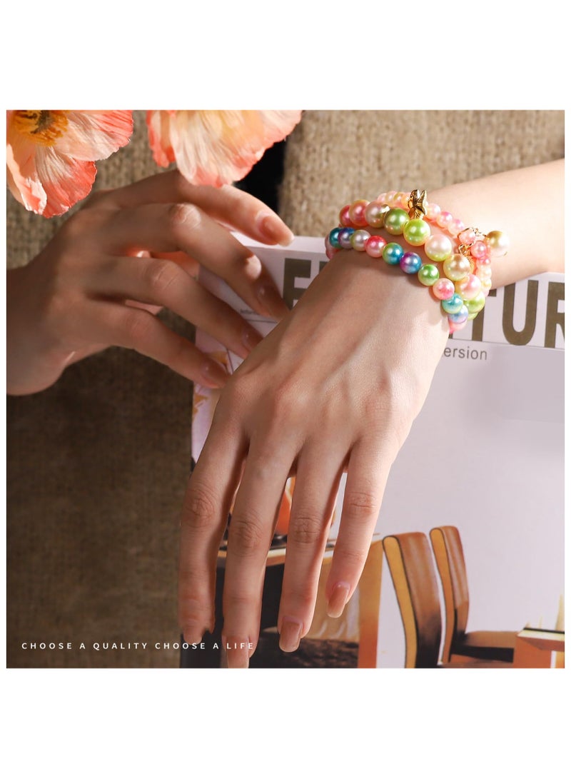 SYOSI خرز اللؤلؤ لصنع الأساور، مجموعة صنع أساور لؤلؤية متلألئة، لآلئ للحرف، خرز أساور الصداقة، لآلئ مفكوكة لصنع المجوهرات، الحرف (أحجام متنوعة) - Image 5