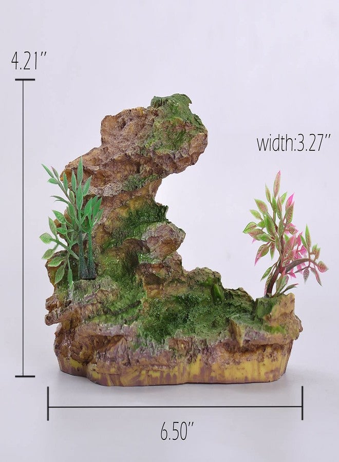 IBWell Aquarium Ornament, Mountain View Stone with Moss Tree Rock Cave Landscape Artificial Fish Tank Decoration - Image 2
