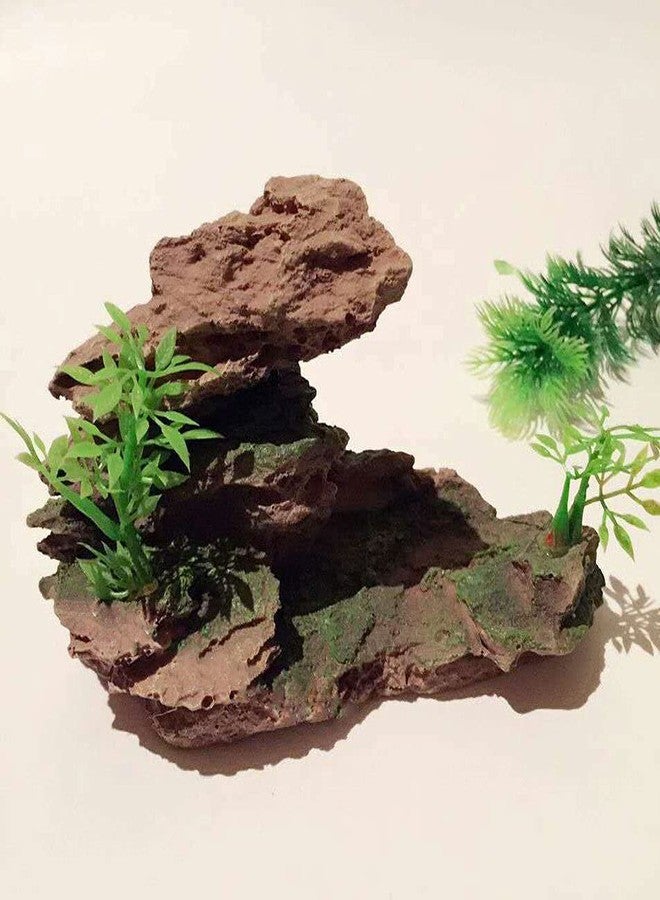 IBWell Aquarium Ornament, Mountain View Stone with Moss Tree Rock Cave Landscape Artificial Fish Tank Decoration - Image 5