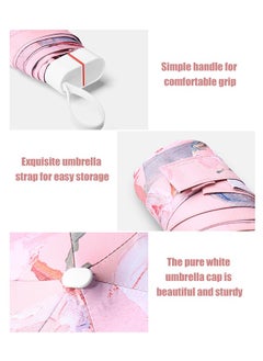 Ssovi Mini Oil Painting Umbrella, Sunshade Umbrella,Small Vinyl Sunscreen UV Pocket Umbrella, Women's Portable Dual-purpose Folding Sun Umbrella, Portable Lightweight Travel Umbrella，Rain and Rain Umbrella  - Image 3