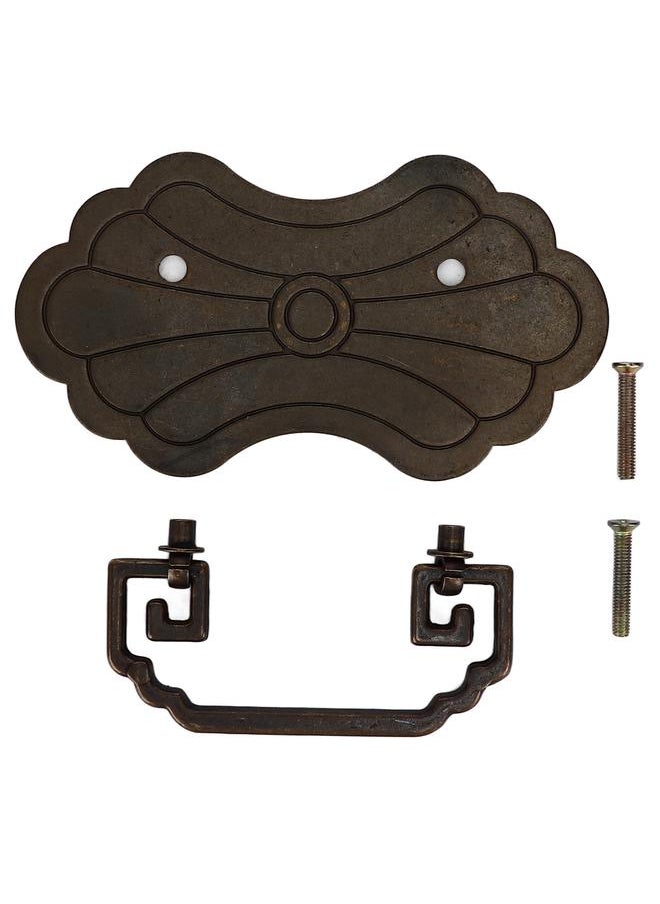 Thoraya Antique Drawer Handle 12.8x7cm Wealth Blossoms Retro Chinese Style Brass Vintage Drawer Pulls with 2 Screws for Bookcase Bronze  - Image 1