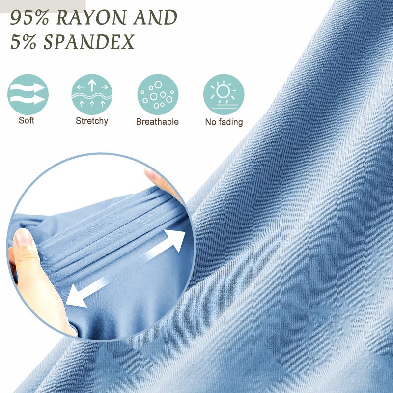 OWLOWLA Newborn Swaddle Set Stretch Wrap Swaddle Receiving Blanket for Baby Boy Girl(Baby Blue-rm) - Image 2