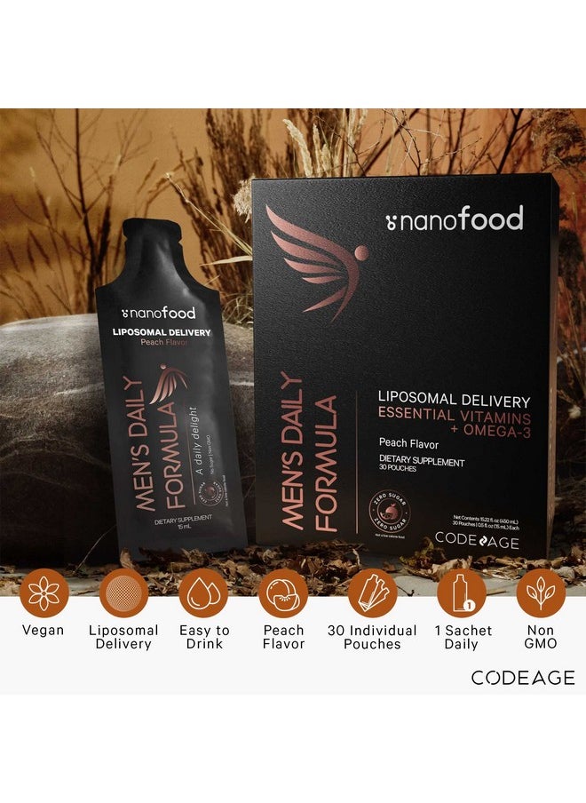 Codeage Daily Liposomal Liquid Vitamin For Men Supplement Multivitamin Biotin Omega3 & Omega9 Vitamins A B C D E Folate Niacin Blackberry Vegan Sugarfree Nongmo Formula 30 Pouches  - Image 4
