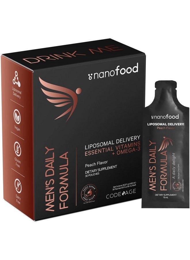 Codeage Daily Liposomal Liquid Vitamin For Men Supplement Multivitamin Biotin Omega3 & Omega9 Vitamins A B C D E Folate Niacin Blackberry Vegan Sugarfree Nongmo Formula 30 Pouches  - Image 2