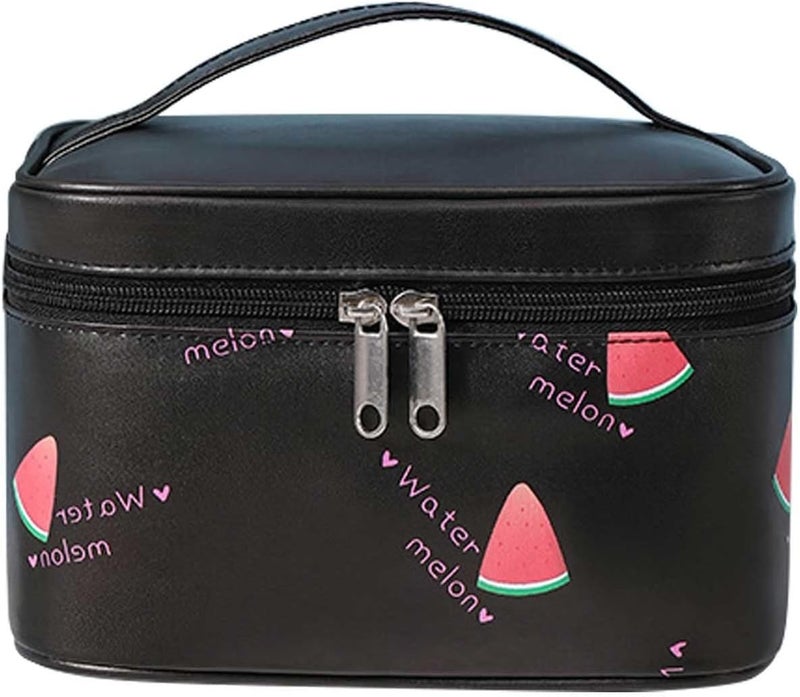 klarako Washable Waterproof Cosmetic Bag Makeup Bag for Purse Pouch PU Leather Travel Beauty Zipper Organizer Bag Gifts for Girl Women (Black) - Image 1