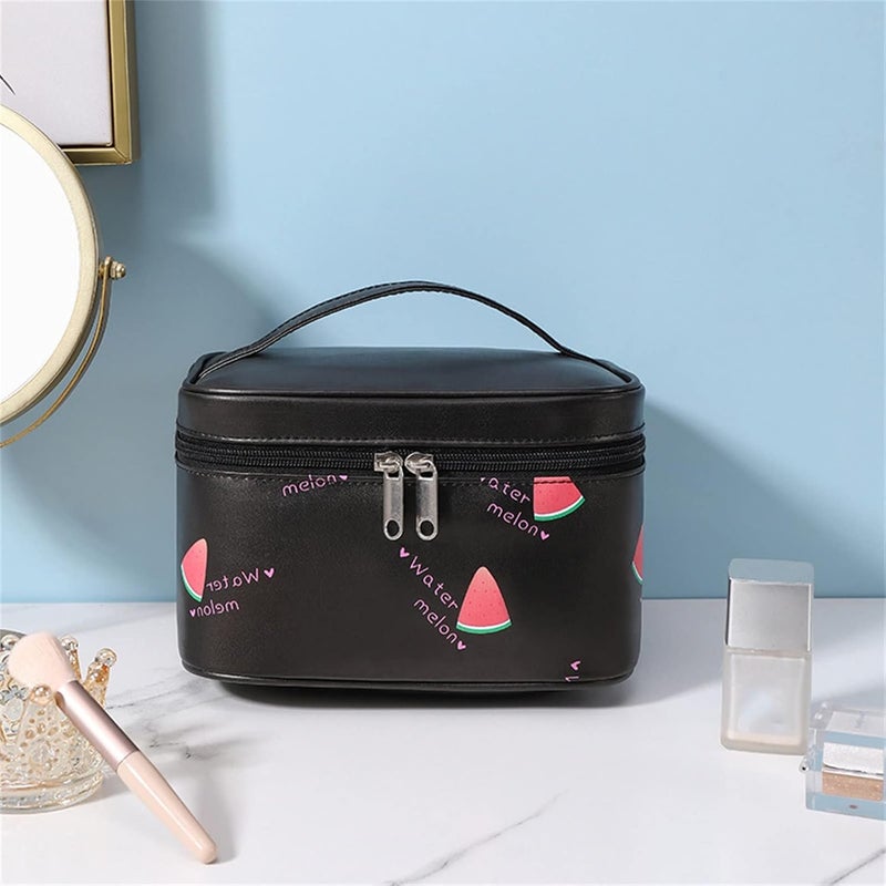 klarako Washable Waterproof Cosmetic Bag Makeup Bag for Purse Pouch PU Leather Travel Beauty Zipper Organizer Bag Gifts for Girl Women (Black) - Image 2