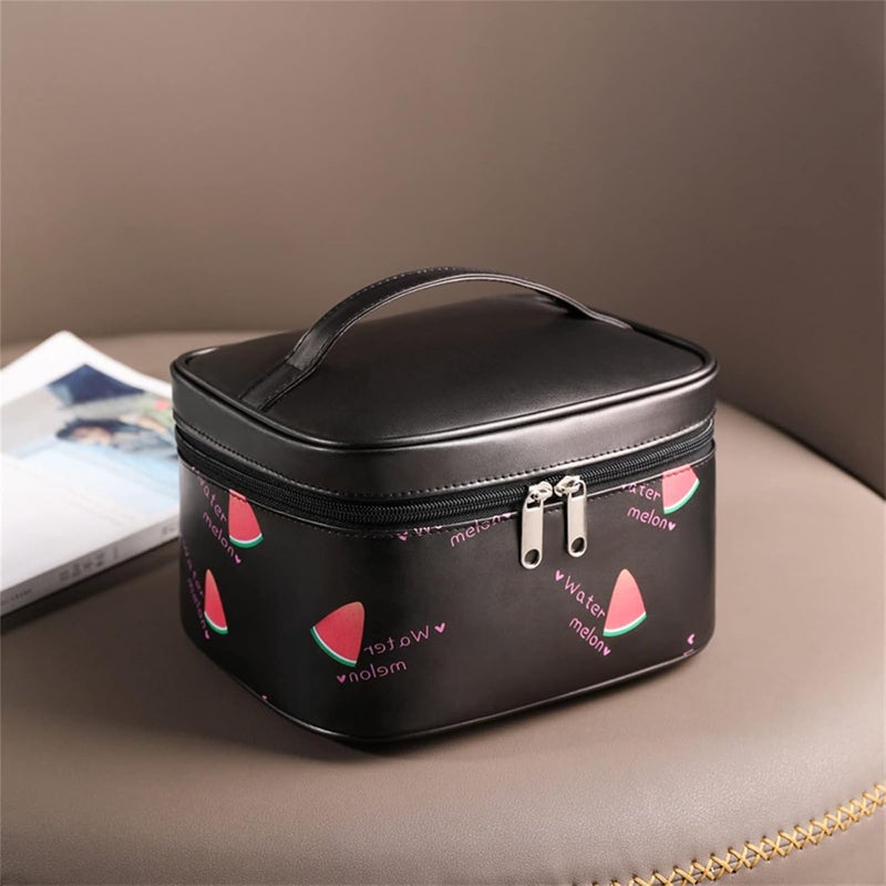 klarako Washable Waterproof Cosmetic Bag Makeup Bag for Purse Pouch PU Leather Travel Beauty Zipper Organizer Bag Gifts for Girl Women (Black) - Image 4