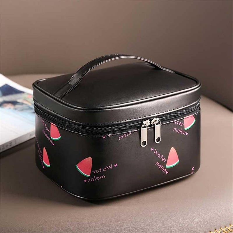 klarako Washable Waterproof Cosmetic Bag Makeup Bag for Purse Pouch PU Leather Travel Beauty Zipper Organizer Bag Gifts for Girl Women (Black) - Image 3