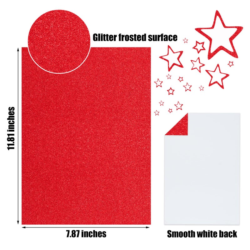 FEILIBAY 20 Sheets Christmas Red Glitter Cardstock Paper, A4 Size Glitter Paper for Crafts, Birthday and Wedding Party decorations, Gift Box packing and Other DIY Projects, 250GSM/92lb - Image 2