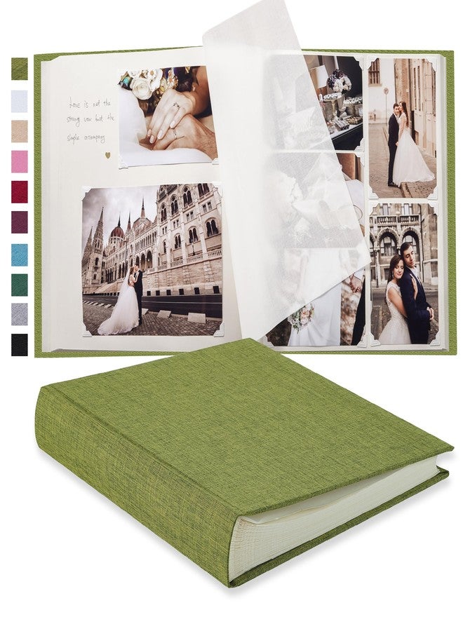 Pssoss Large DIY Scrapbook Photo Album 100 pages with Writing Space for 3x5 4x6 5x7 6x8 8x10 Pictures for Baby Wedding Family Children Anniversary Photo Album (Green) - Image 1