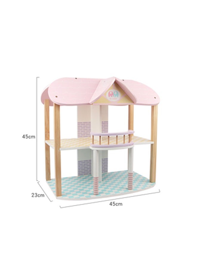 Doll House, Pretend Play House Toy Wooden Dollhouse, 2 Storey, Gift for 3+ Year Old Girls, Pink