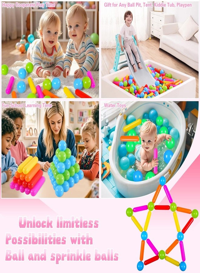 Heopeis Ball Pit Balls and Strips for Ball Pits, 120pcs Cute Plastic Star Toy Balls for Kids, Baby Toddler 1-3 Birthday, Bounce House, Play Tent, Baby Pool Water Toys, Party (Rainbow) - Image 3