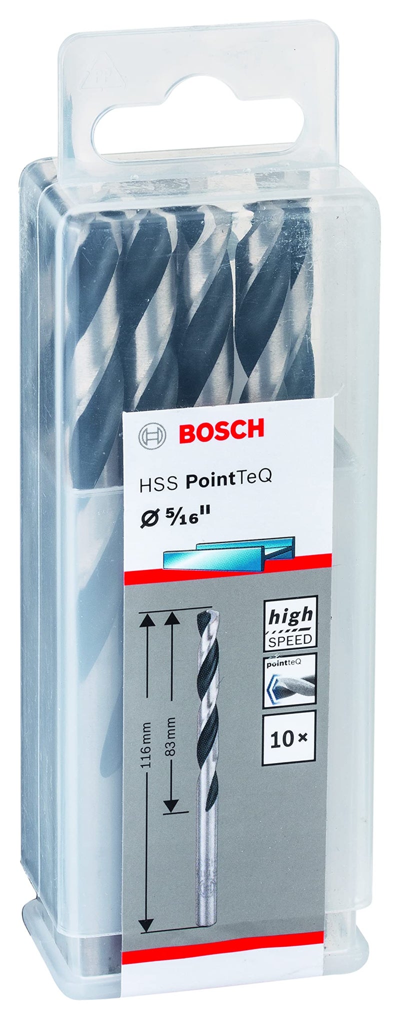 Bosch Professional, Metal Drill Bit, HSS Pointteq, With DIN 338 Standards, Diameter 5/16" & Working Length 83mm,Pack Of 10 - Image 1