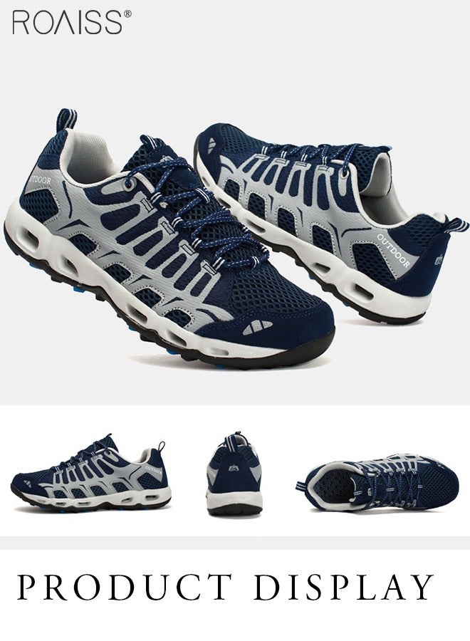 roaiss Men Stylish Low Top Sneakers, Lightweight Breathable Hiking Shoes for Men, Lace up Non Slip Sports Shoes, Shock Absorbing Athletic Shoes with Soft Lining, Suitable for Daily Wear, Running and Outdoor Activities - Image 3