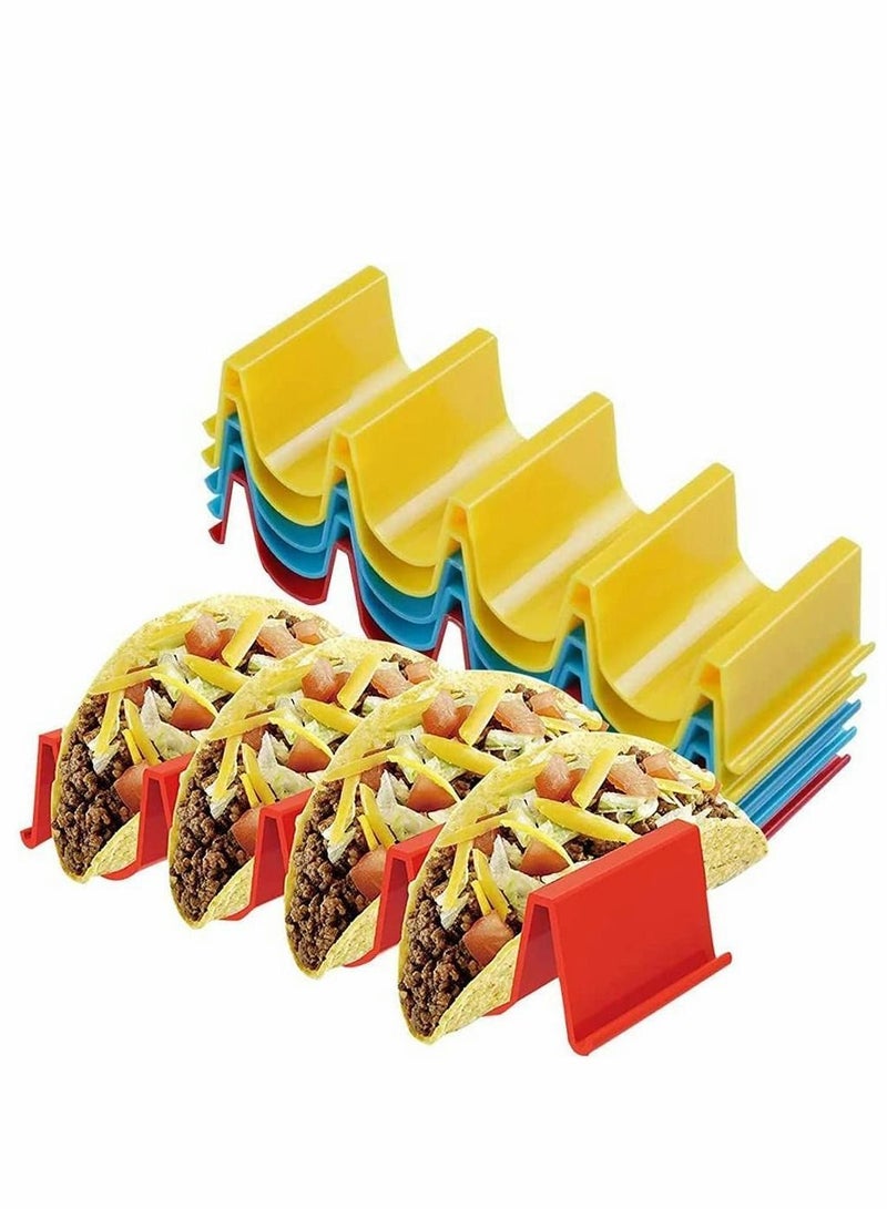 Y&D Taco Holder Stand, Truck Tray Style Rack Holds Up to 4 Tacos Each, ABS Health Material Very Hard and Sturdy, Dishwasher Top Safe, Microwave Safe Set of 6 - Image 1